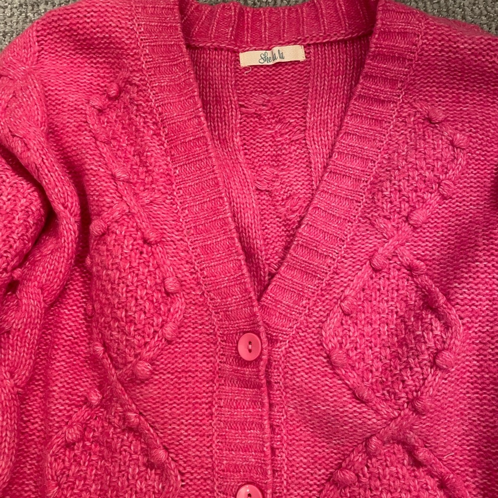 She La La Pink Cardigan Sweater